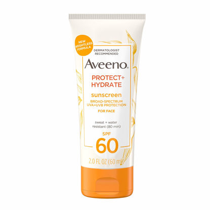 Picture of Aveeno Protect + Hydrate Moisturizing Face Sunscreen Lotion With Broad Spectrum Spf 60 & Prebiotic Oat, Weightless & Refreshing Feel, Paraben-free, Oil-free, Oxybenzone-free, 2.0 ounces