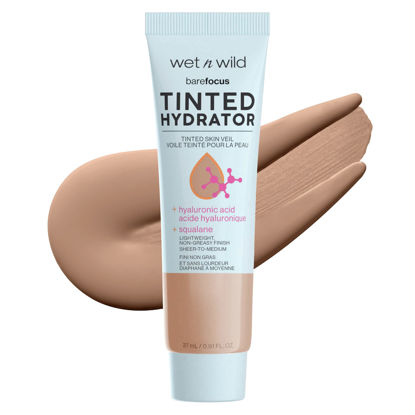 Picture of Wet n Wild Bare Focus Tinted Hydrator Matte Natural Finish, Oil-Free Tinted Face Moisturizer Makeup, Hyaluronic Acid, Squalane, Sheer To Medium Coverage, Tan Medium Deep