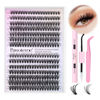 Picture of DIY Lash Extension Kit 280pcs Individual Lashes Cluster D Curl Eyelash Extension Kit 30D 40D 9-16mm Mix Lash Clusters with Lash Bond and Seal and Lash Applicator Tool for Self Application at Home (30D+40D-0.07D-9-16MIX KIT)