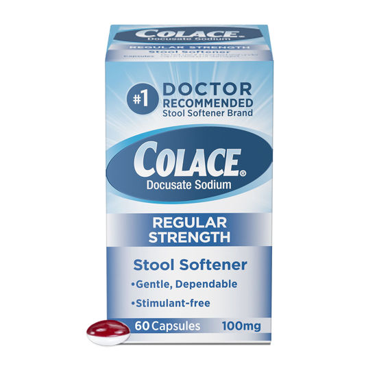 Picture of Colace Regular Strength Stool Softener 100 mg Capsules 60 Count Docusate Sodium Stool Softener for Gentle Dependable Relief