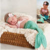 Picture of M&G House Newborn Photography Prop Mermaid Outfit Baby Photo Props Handmade Crochet Mermaid Tail Outfit Baby Mermaid Costume Set Headband Bra Tail(Aquamarine)