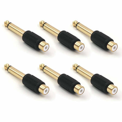 Picture of VCE RCA to 1/4" Audio Adapter, 6.35mm Mono Plug Male to RCA Female Connectors 6-Pack