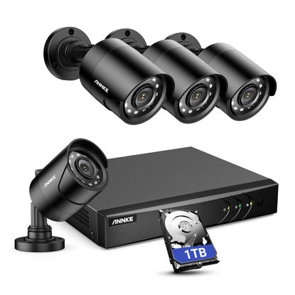 Picture of ANNKE 8CH H.265+ 3K Lite Surveillance Security Camera System with AI Human/Vehicle Detection, 4 x 1920TVL 2MP Wired CCTV IP66 Cameras for Indoor Outdoor Use, Remote Access, 1TB Hard Drive Included