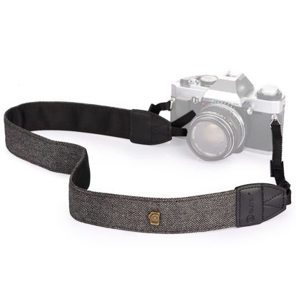 Picture of TARION Camera Shoulder Neck Strap Vintage Belt for All DSLR Camera Nikon Canon Sony Pentax Classic White and Black Weave (Upgraded Version)