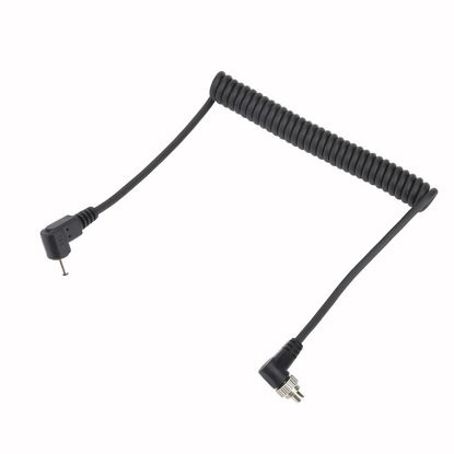 Picture of Acouto 2.5mm to Male Flash PC Sync Cable Cord with Screw Lock Extended Coiled Wire