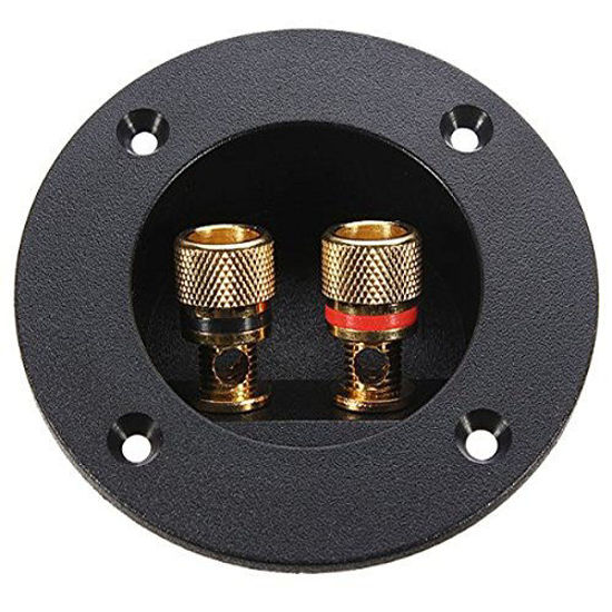 Picture of PIXNOR DIY Home Car Stereo 2-Way Speaker Box Terminal Binding Post Round Screw Cup Connector Subwoofer Plug (Black)