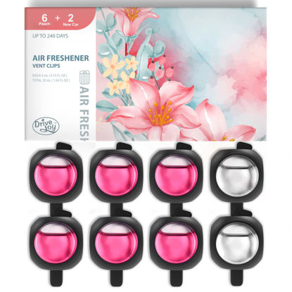 Picture of DRIVEJOY Car Air Freshener Vent Clips, 8PK, 6 Peach, 2 New Car Scent, Car Fresheners for Men Women, Up to 240 Days, Long Lasting Air Freshener for Car, Odor Eliminator