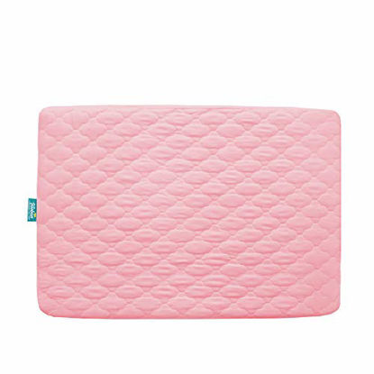 Picture of Mattress Pad Cover for Pack n Play Girls, Ultra Soft Pink Waterproof Playard Sheet|Mini Crib Sheet Quilted 39" x 27" fits for Baby Foldable and Playard Mattress, Portable Mini Crib