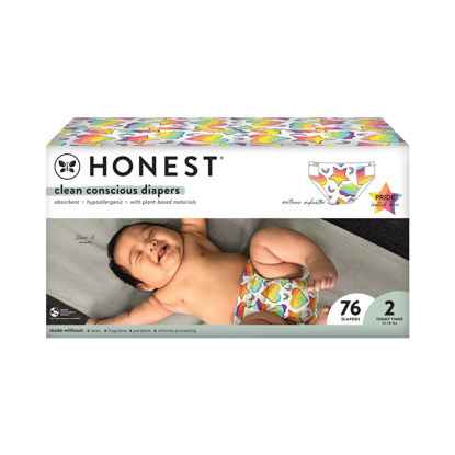 Picture of The Honest Company Clean Conscious Diapers | Plant-Based, Sustainable | Pride Love for All | Club Box, Size 2 (12-18 lbs), 76 Count