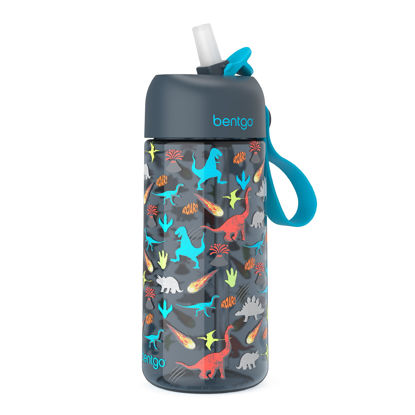 Picture of Bentgo® Kids Water Bottle - New & Improved 2023 Leak-Proof, BPA-Free 15 oz. Cup for Toddlers & Children - Flip-Up Safe-Sip Straw for School, Sports, Daycare, Camp & More (Dinosaur)
