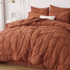 Picture of Bedsure King Size Comforter Set - Bedding Set King 7 Pieces, Pintuck Bed in a Bag Burnt Orange Bed Set with Comforter, Sheets, Pillowcases & Shams