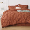 Picture of Bedsure King Size Comforter Set - Bedding Set King 7 Pieces, Pintuck Bed in a Bag Burnt Orange Bed Set with Comforter, Sheets, Pillowcases & Shams