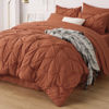 Picture of Bedsure King Size Comforter Set - Bedding Set King 7 Pieces, Pintuck Bed in a Bag Burnt Orange Bed Set with Comforter, Sheets, Pillowcases & Shams