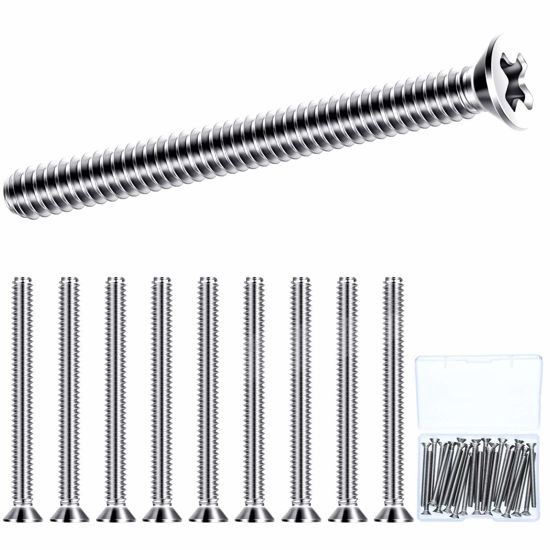 Picture of Extra Long Outlet Screws Long Electrical Outlet Screws Machine Screws Device Mounting Screws Electrical Outlet Extender for Fix Wonky and Sunken Outlets (50 Pieces,6-32 x 1-1/2 Inches)