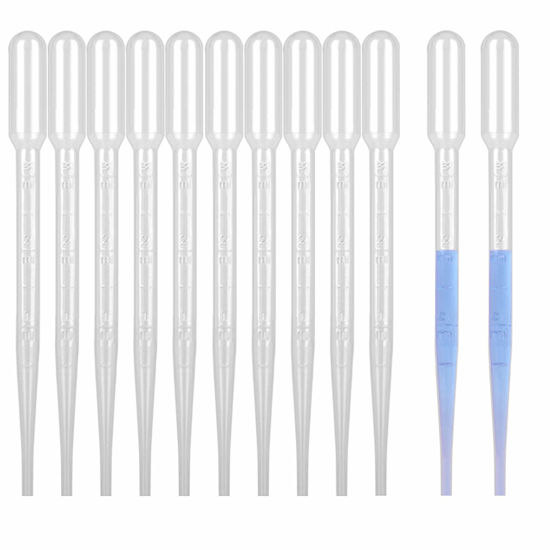 Picture of moveland 3ML Plastic Pipettes Disposable Eye Dropper Pipettes, Premium Graduated Pipettes Essential Oil Transfer for Makeup Tool, Science Class, Crafting, DIY Ar, 10 PCS