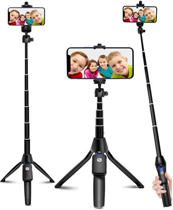 Picture of Selfie Stick, 40 inch Extendable Selfie Stick Tripod,Phone Tripod with Wireless Remote Shutter,Group Selfies/Live Streaming/Video Recording Compatible with All Cellphones