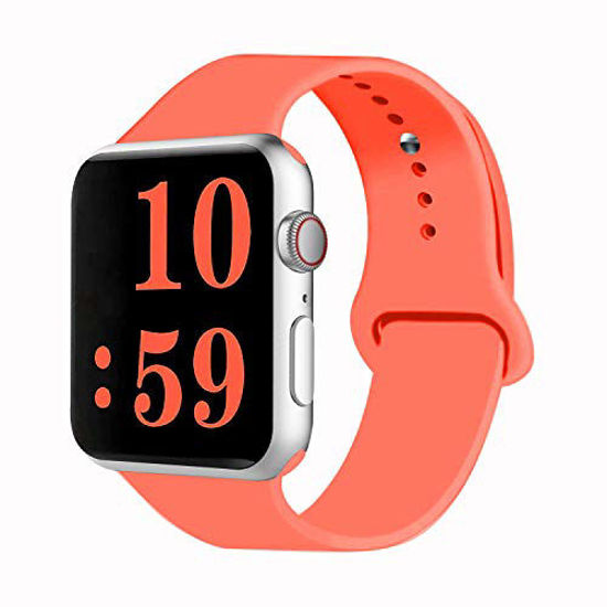 Picture of VATI Sport Band Compatible for Watch Band 42mm 44mm, Soft Silicone Sport Strap Replacement Bands Compatible with Watch Series 5/4/3/2/1, 42MM 44MM M/L (Apricot)