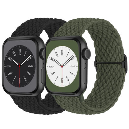 Picture of Braided Solo Loop Compatible with Apple Watch Band 38mm 40mm 41mm Women Men, Adjustable Stretchy Bands Elastic Sport Wristbands for iWatch Series 8 7 6 5 4 3 2 1 SE