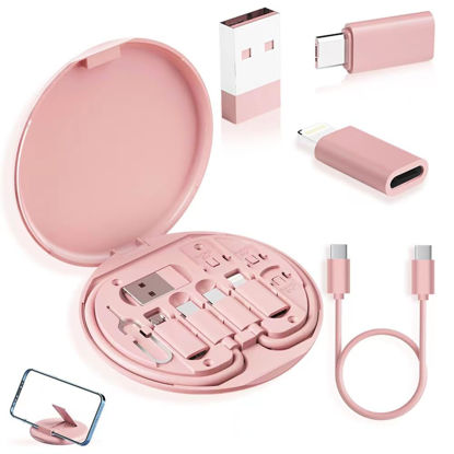 Picture of YANZIE USB Adapter, Micro USB Charging Cable with USB C Lightning Adapter, Lightning to USB C Adapter, Multi Charging Cable Storage Box Contains SIM Card Holder