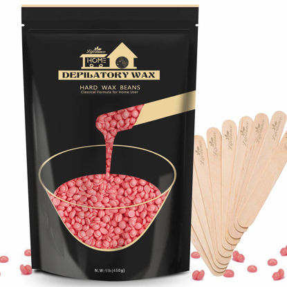 Picture of Hard Wax Beans Hair Removal Kit, Lifestance Hard Wax Kit Delilatory Wax Beads for Facial, Brazilian Bikini, Underarms, Back and Chest, Legs At Home Waxing 1.1lb Pink Wax Refill