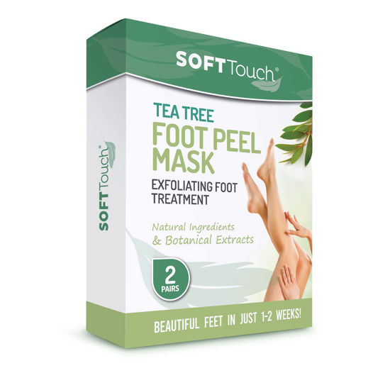 Picture of Soft Touch Foot Peel Mask - Pack of 2 Feet Peeling Masks for Dry, Cracked Heels & Calluses - Exfoliating Foot Mask for Baby Soft Skin, Tea Tree