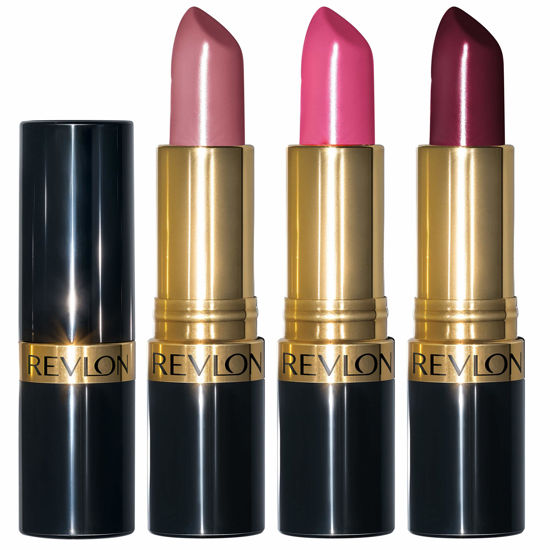 Picture of Lipstick Set by Revlon, Super Lustrous 3 Piece Gift Set, High Impact, Moisturizing, Cream Finish in Pink, Plum & Berry, Pack of 3