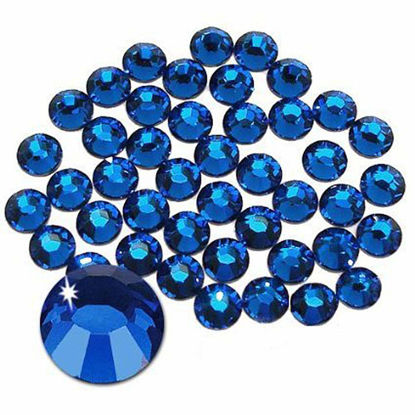 Picture of Jollin Glue Fix Crystal Flatback Rhinestones Glass Diamantes Gems for Nail Art Crafts Decorations Clothes Shoes(ss10 2880pcs, Sapphire)