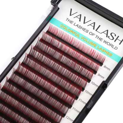 Picture of VAVALASH Ombre Colored Lash Extension 0.07 Thickness D Curl Black Gradient Red Individual Premium Eyelash Extensions Volume Lash Extension (Black Gradient Red 0.07 D, 8-15mm)