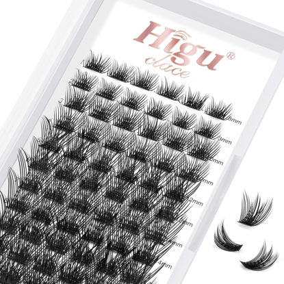 Picture of Lash Clusters DIY Eyelash Extensions 72 Pcs Cluster Eyelash Extensions 8-16mm Cluster Lashes D Curl Lash Clusters Thin Stem Eyelash Clusters Reusable Makeup for Self-application (Shrub D 8-16mm)