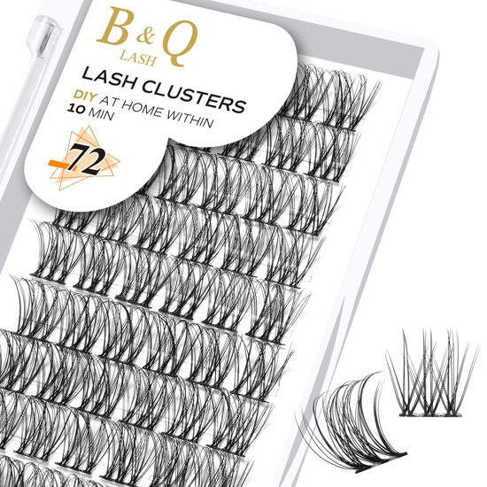 Picture of Lash Clusters D Curl 18mm B&Q LASH 72 Clusters Lashes Natural Individual Lashes C D Curl Wispy Lashes Eyelash Clusters Extensions DIY at Home DIY Eyelash Extensions (B49,D-18mm)