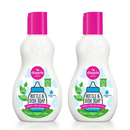 Picture of dapple Bottle and Dish Soap Baby, Hypoallergenic, Plant-Based, Fragrance Free, 3 Fl Oz (Pack of 2)