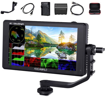 Picture of FEELWORLD LUT6 +NP-F750 Battery+ Charger+Carry Case 6 Inch 2600nits HDR 3D LUT Touch Screen DSLR Camera Field Monitor with Waveform VectorScope Histogram 4K HDMI Input Output 1920X1080 IPS Panel