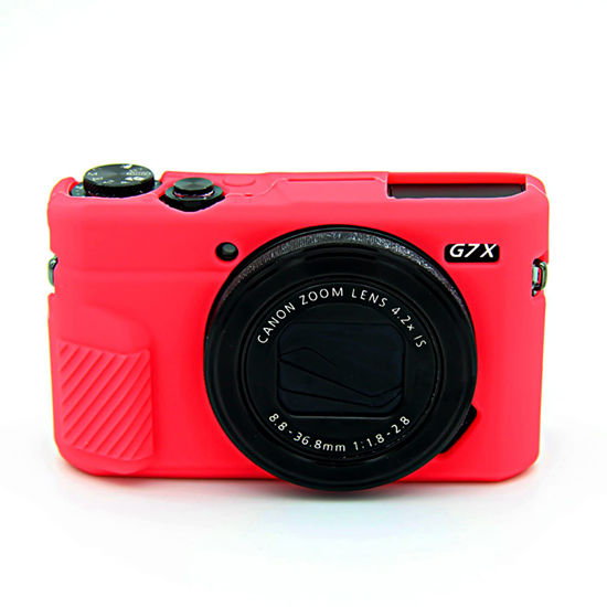 Picture of Easy Hood G7X Mark II Case G7X Mark III Case G7X Camera Silicone Case,Soft Silicone Protective Cover for Canon Powershot G7X Mark III DSLR Camera(Red)