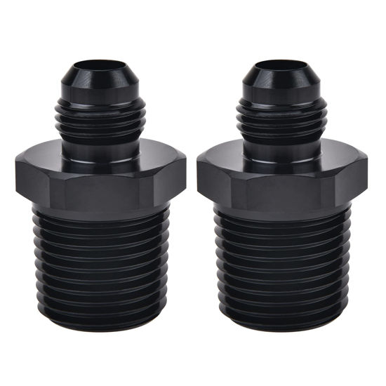 Picture of EVIL ENERGY 6AN Male Flare to 1/2" NPT Pipe Fitting Adapter Aluminum Straight Black 2PCS