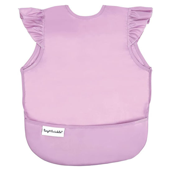 Picture of Tiny Twinkle Mess Proof Baby Bib - Waterproof Baby Apron - Machine Washable - PVC, BPA, & Phthalate Free - Great Travel Bib for Baby Eating - Baby Food Bibs (Lilac, Small 6-24 Months)