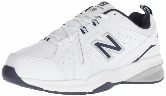 Picture of New Balance Men's 608 V5 Casual Comfort Cross Trainer, White/Navy, 12 Wide