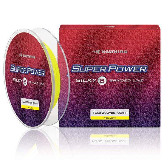 Picture of KastKing Superpower Silky8 Braided Fishing Line, Yellow, 8 Strand, 65LB, 300Yds