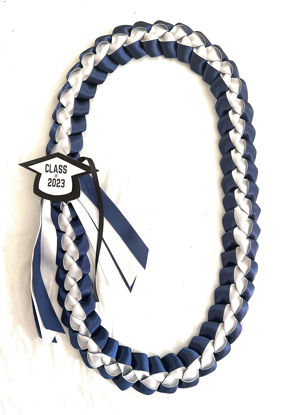 Picture of Graduation Leis 2023 with Money Holder, add your own! Navy Blue & White