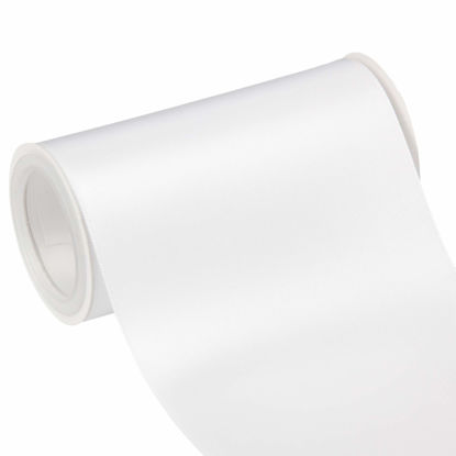 Picture of VATIN 4" Wide Double Faced Polyester White Satin Ribbon-Continuous 5 Yard/Spool, Perfect for Chair Sash, Making Bow, Sewing and Wedding Bouquet