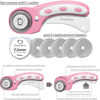 Picture of Rotary Cutter Set pink - Quilting Kit incl. 45mm Fabric Cutter, 5 Replacement Blades, A3 Cutting Mat, Acrylic Ruler and Craft Clips - Ideal for Crafting, Sewing, Patchworking, Crochet & Knitting x