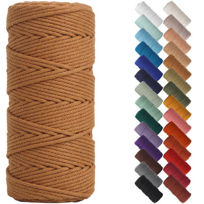 Picture of NOANTA Coffee Macrame Cord 3mm x 109yards, Colored Macrame Rope, Cotton Rope Macrame Yarn, Colorful Cotton Craft Cord for Wall Hanging, Plant Hangers, Crafts, Knitting