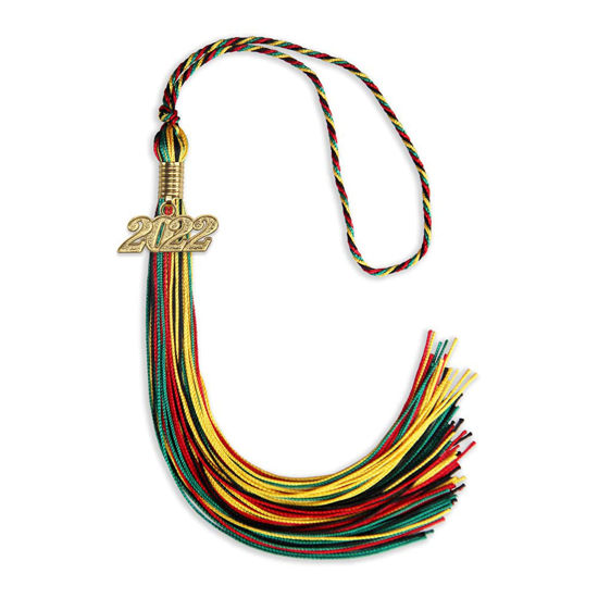 Picture of Endea Graduation Mixed Double Color Tassel with Gold Date Drop (Kente, 2022)