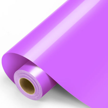 Picture of Purple Permanent Vinyl - 12" x 11FT Purple Vinyl with PET Backing Easy to Weed, Adhesive Vinyl Roll for All Cutting Machine, Permanent Outdoor Vinyl for Home Decor Car Scrapbooking, Glossy