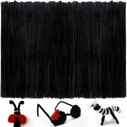 Picture of Iooleem 200pcs Black Pipe Cleaners, Chenille Stems, Pipe Cleaners for Crafts, Pipe Cleaner Crafts, Art and Craft Supplies.