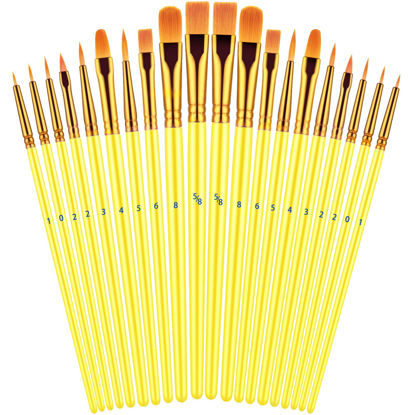 Picture of Paint Brushes Set, 20 Pcs Paint Brushes for Acrylic Painting, Oil Watercolor Acrylic Paint Brush, Artist Paintbrushes for Body Face Rock Canvas, Kids Adult Drawing Arts Crafts Supplies, Yellow