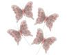 Picture of Set of 12 Glitter Monarch Feather Butterflies on Wire for Floral Arrangements and DIY Decorations (Light Pink)