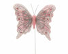 Picture of Set of 12 Glitter Monarch Feather Butterflies on Wire for Floral Arrangements and DIY Decorations (Light Pink)