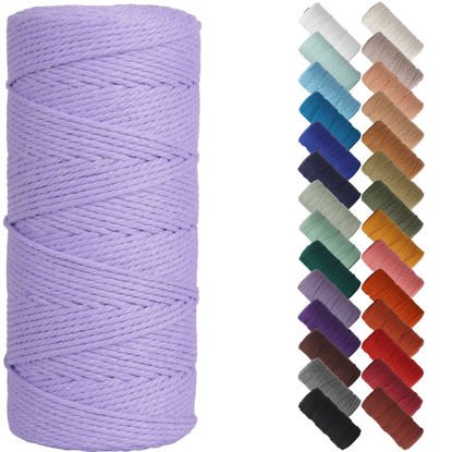 Picture of NOANTA Light Purple Macrame Cord 2mm x 220yards, Colored Macrame Rope, Cotton Rope Macrame Yarn, Colorful Cotton Craft Cord for Wall Hanging, Plant Hangers, Crafts, Knitting
