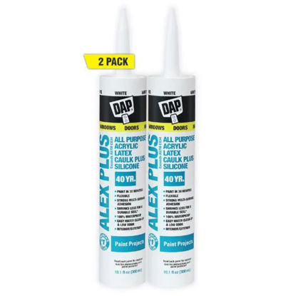 Picture of DAP INC 18152/11440 10.1oz White Alex Plus Acrylic Latex Caulk with Silicone, 2 Pack