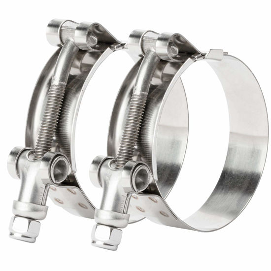 Picture of ISPINNER 2 Pack 3.5 Inch Stainless Steel T-Bolt Hose Clamps, Clamp Range 95-103mm for 3.5" Hose ID, Pack of 2